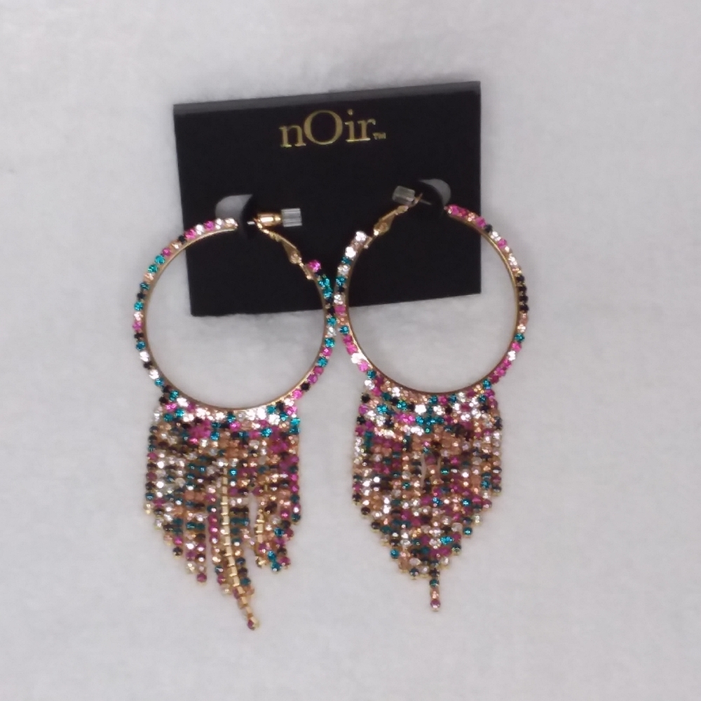 Hoop Multi-dangle Multi-color Rhinestones Noir